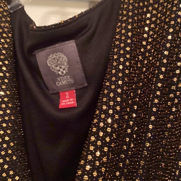 Brand New | Vince Camuto Cocktail Dress | Shimmery black and gold fabric - Picture 3 of 3